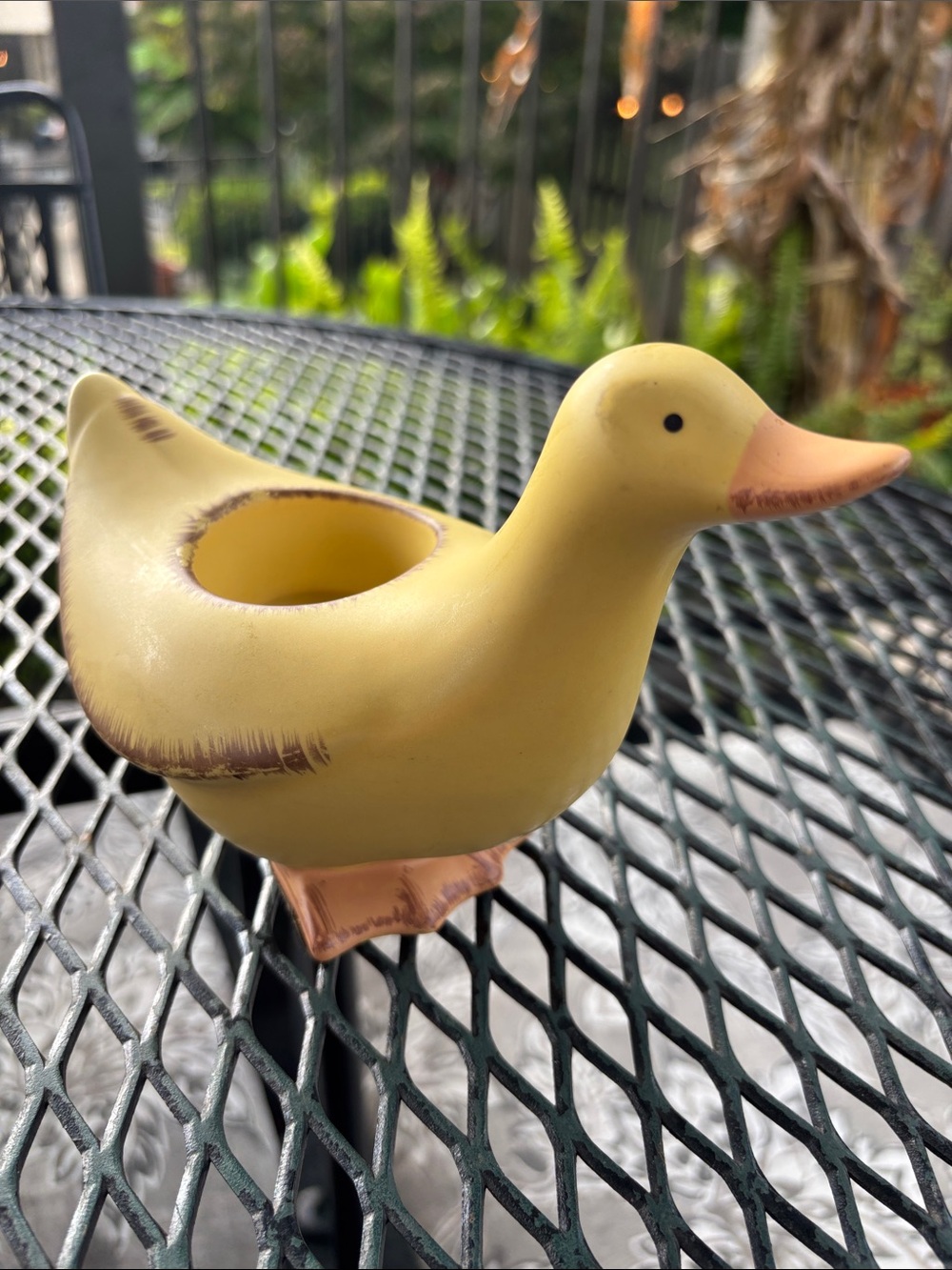 Vintage Partylite Duck Candle Holder Tealight Votive Yellow 5” Tall x 7” Wide